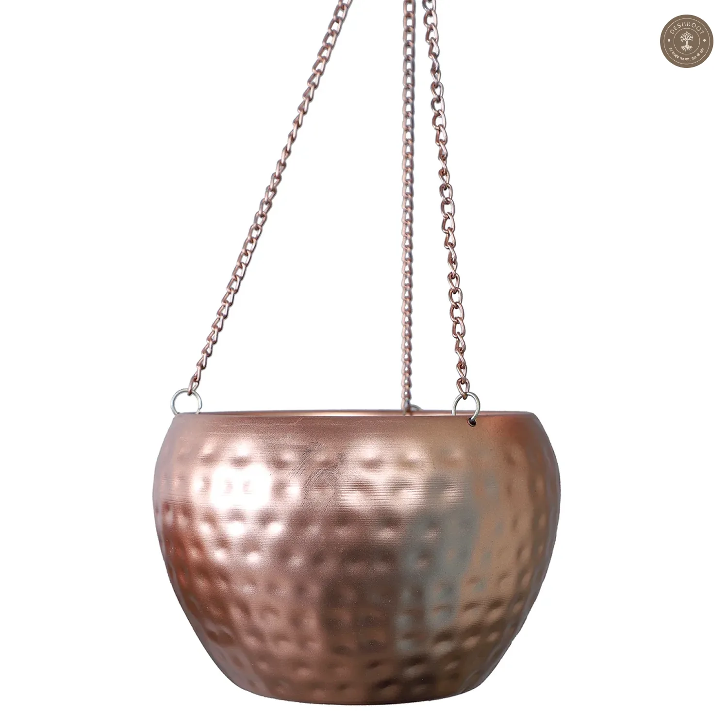 Hanging Copper Hammered Apple Planter Set of 3