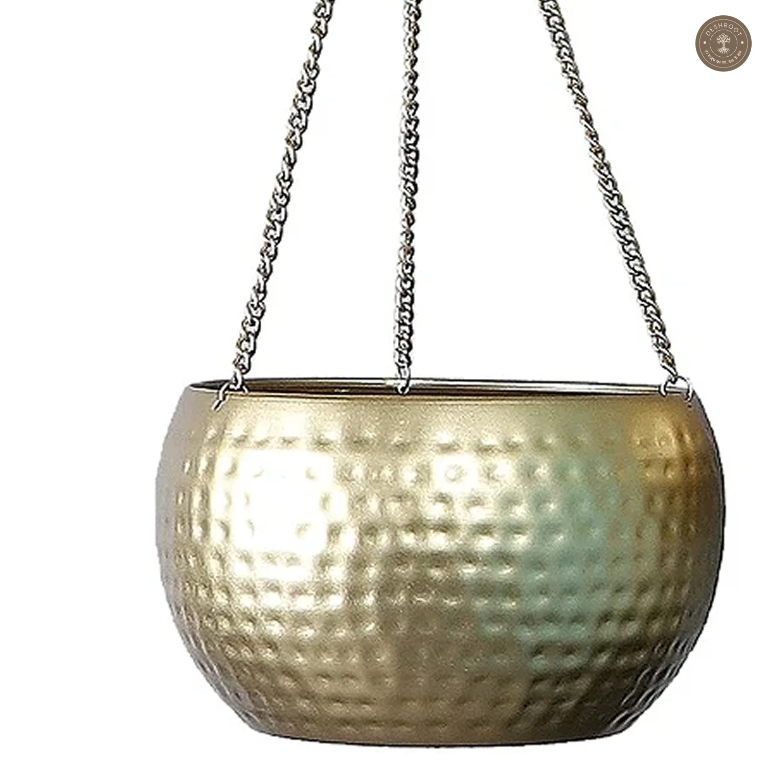 Hanging Gold Hammered Apple Planter Set of 3