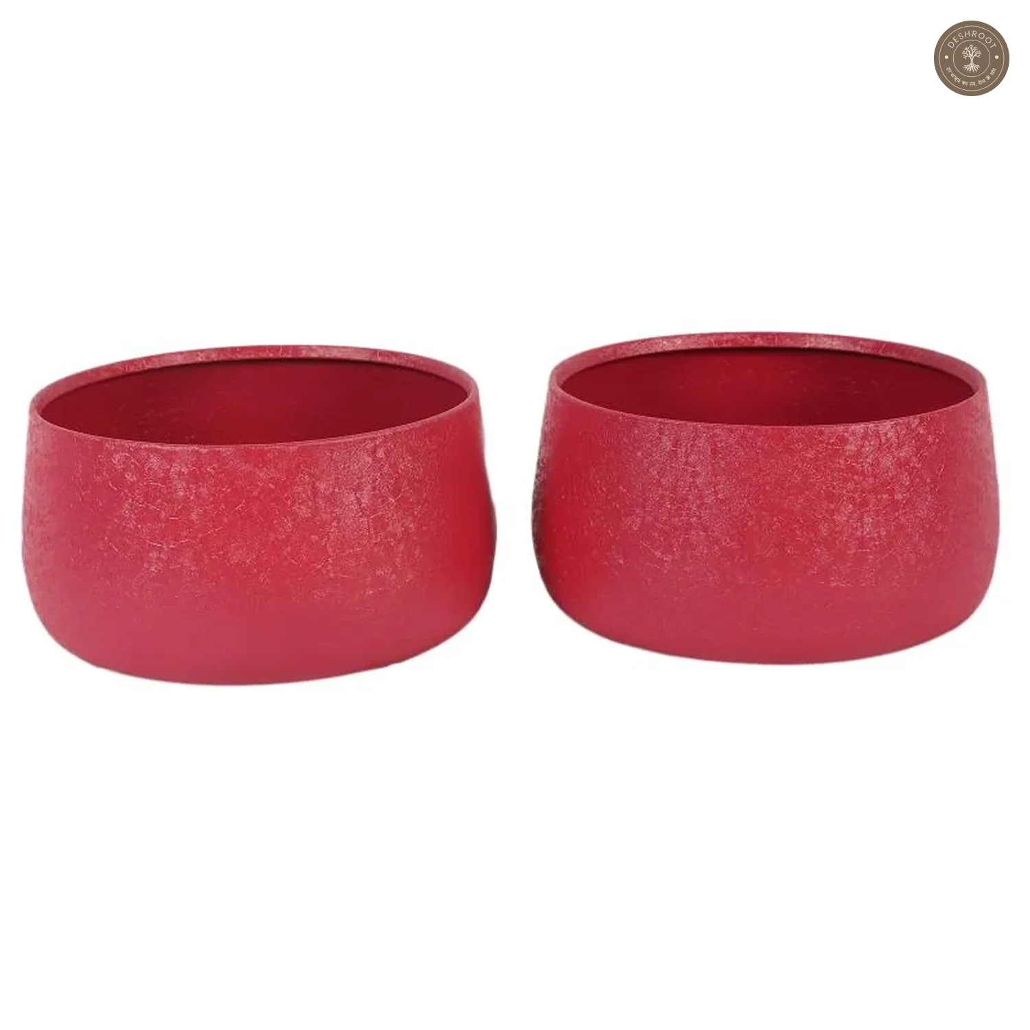 Maroon Bowl Textured Planter Set of 2