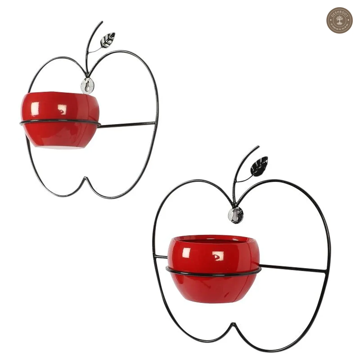 Wall Hanging Red Apple Planter Set of 2