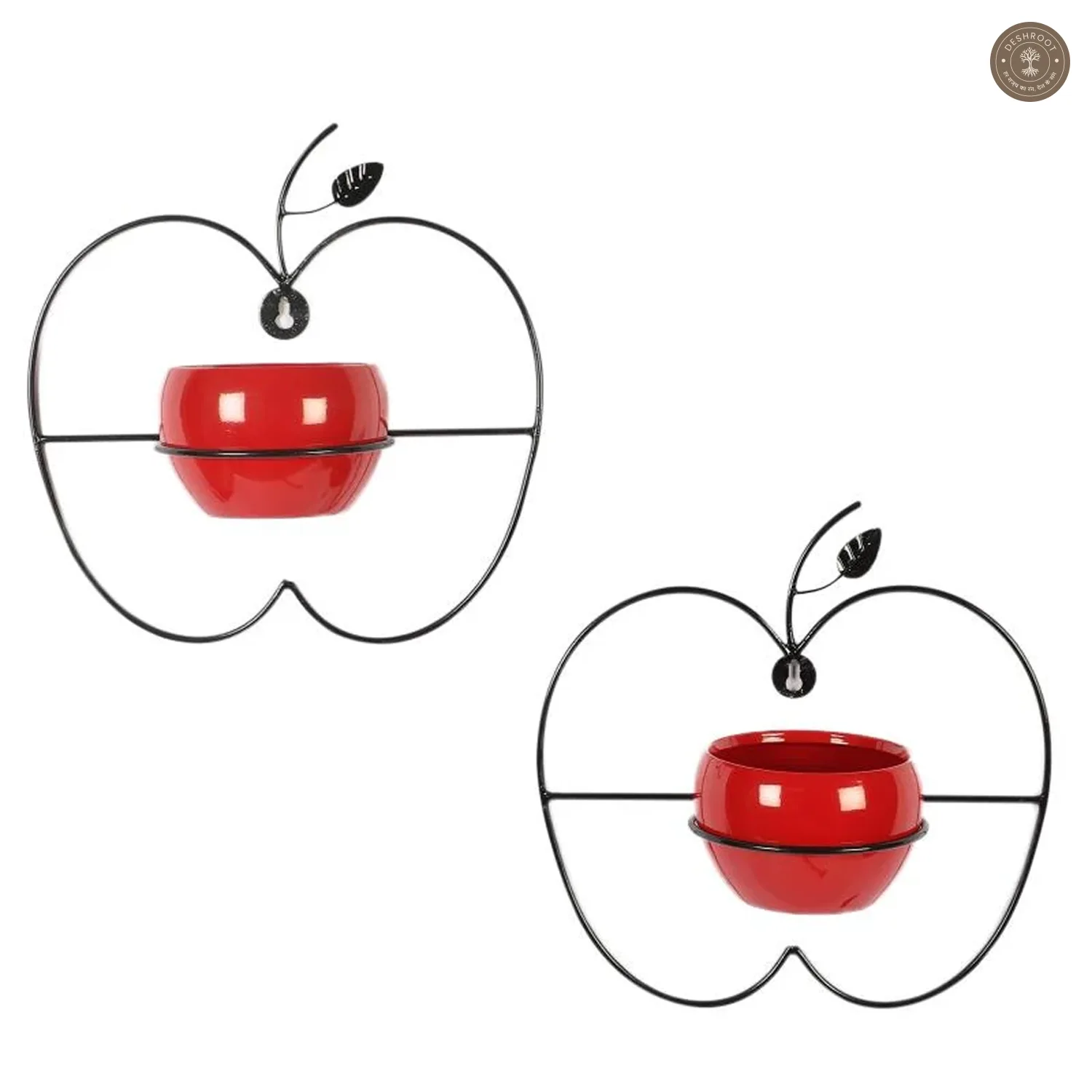 Wall Hanging Red Apple Planter Set of 2