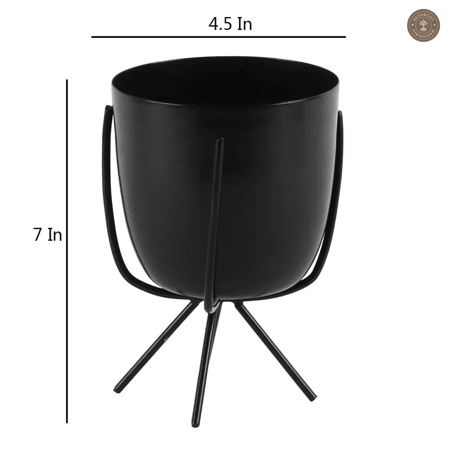 Black Metal Planter with Stand Set of 2