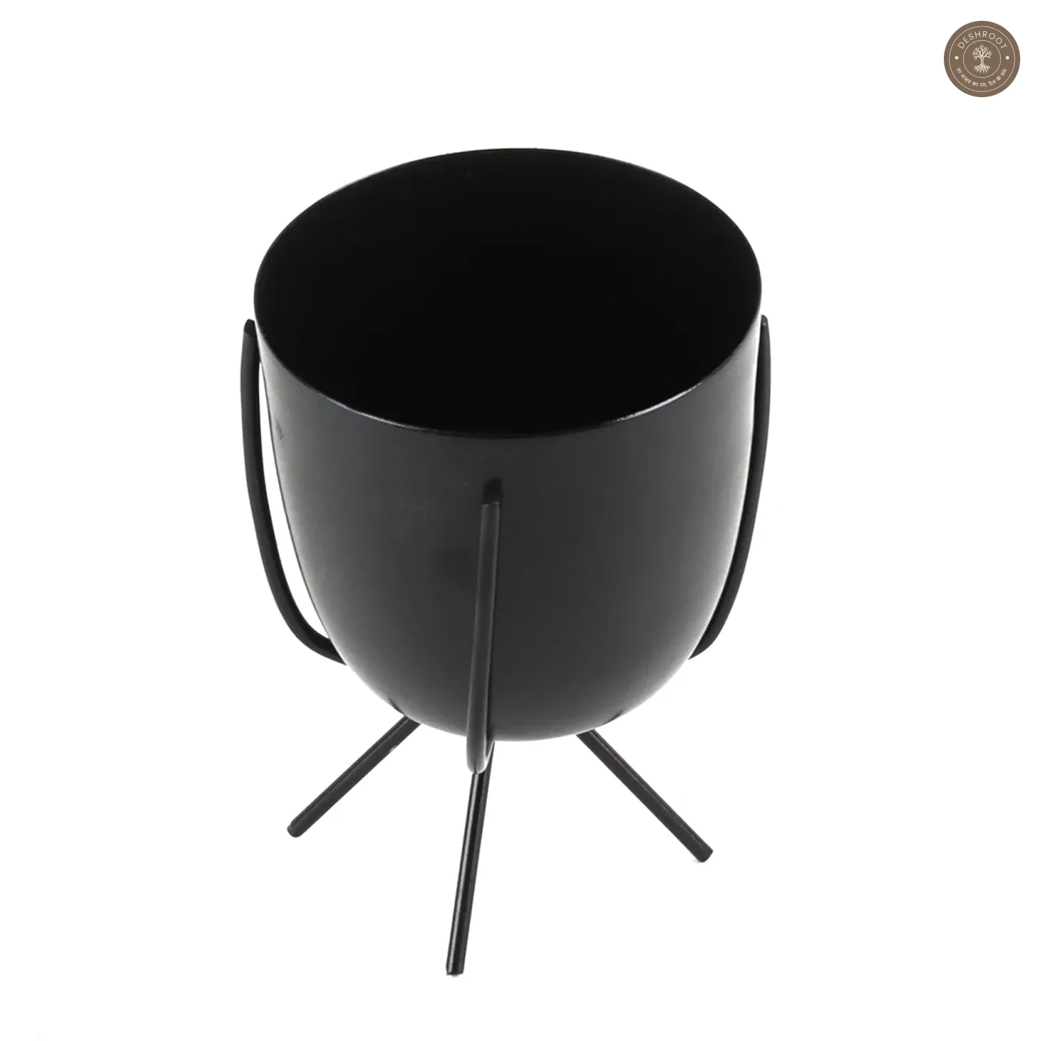 Black Metal Planter with Stand Set of 2