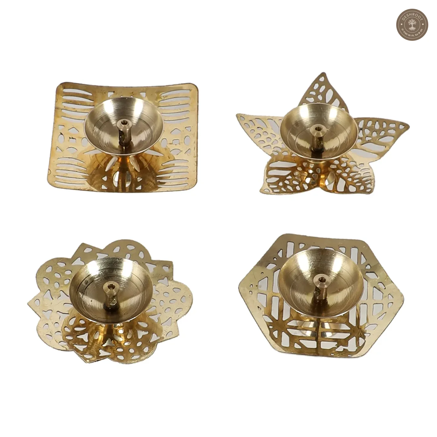 Brass Etching Gold Dia Set of 4