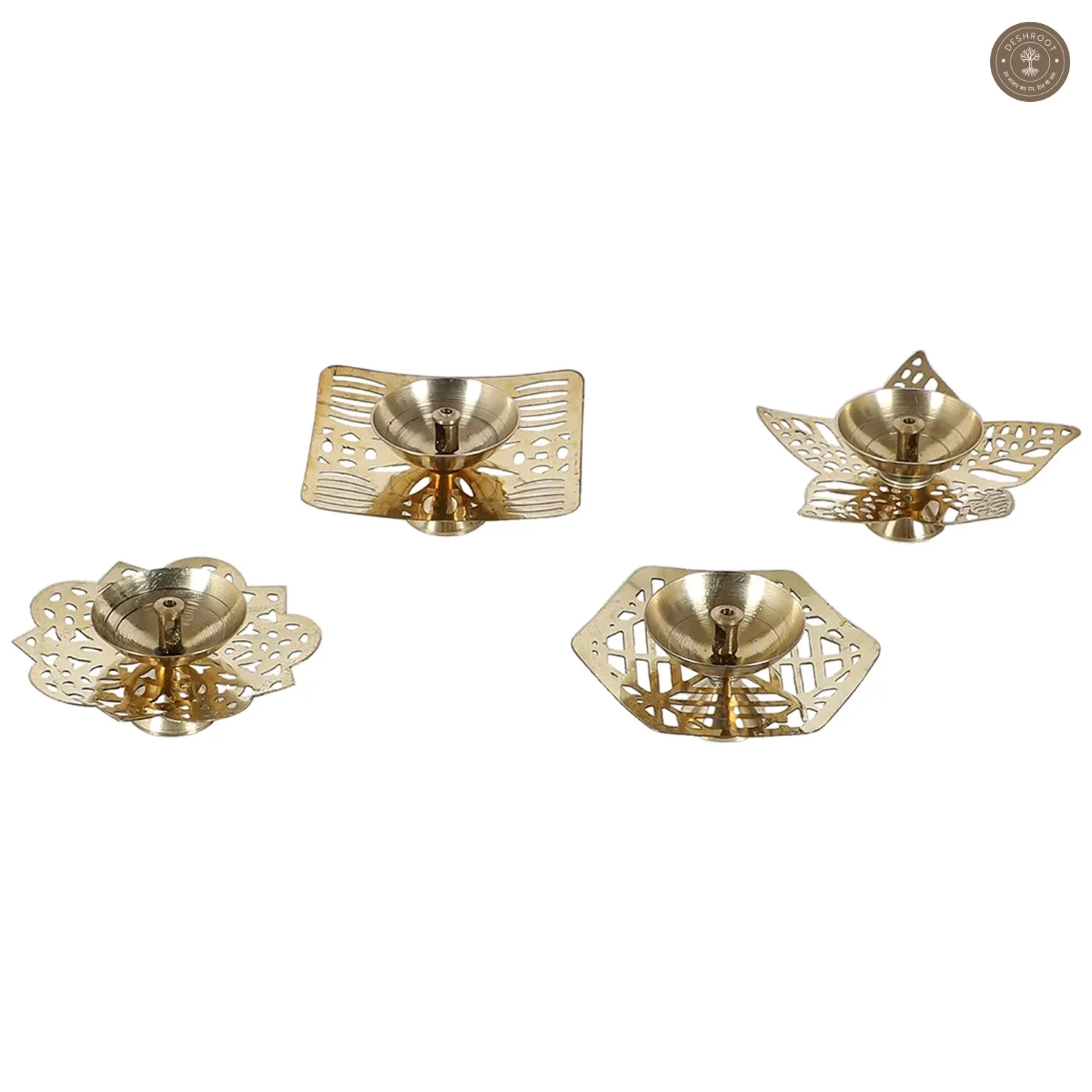 Brass Etching Gold Dia Set of 4
