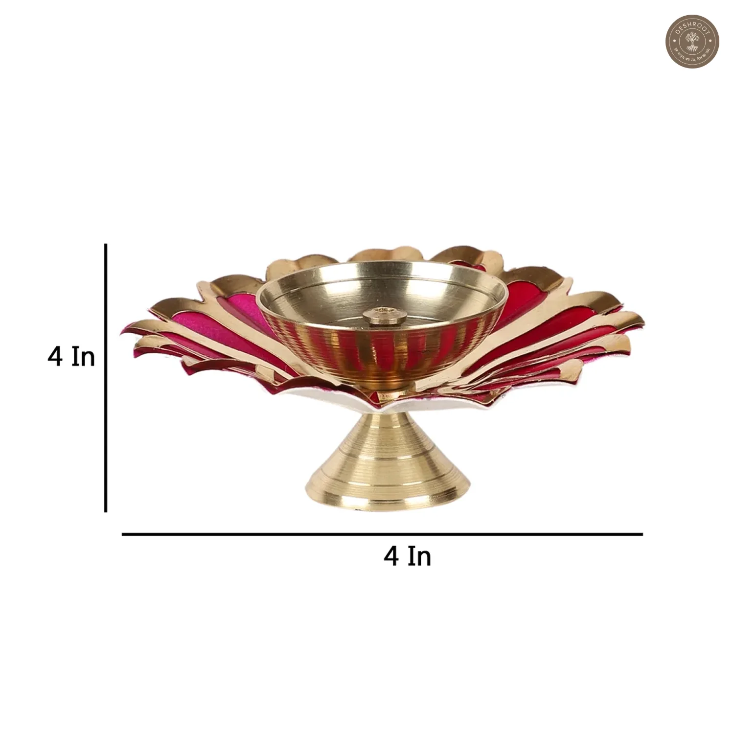 Colored Brass Akhand Dia Set of 4