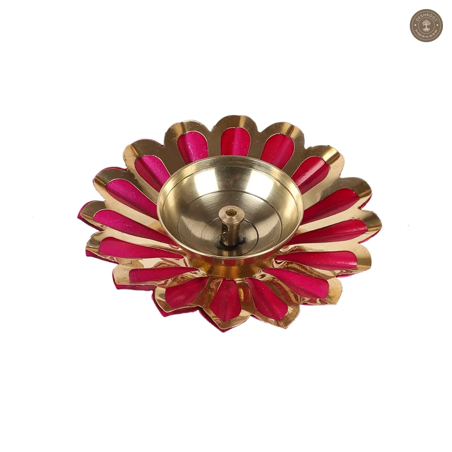 Colored Brass Akhand Dia Set of 4