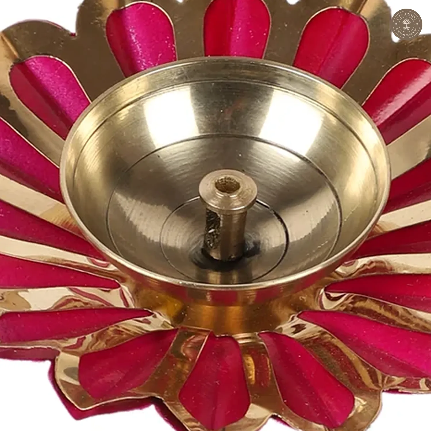 Colored Brass Akhand Dia Set of 4