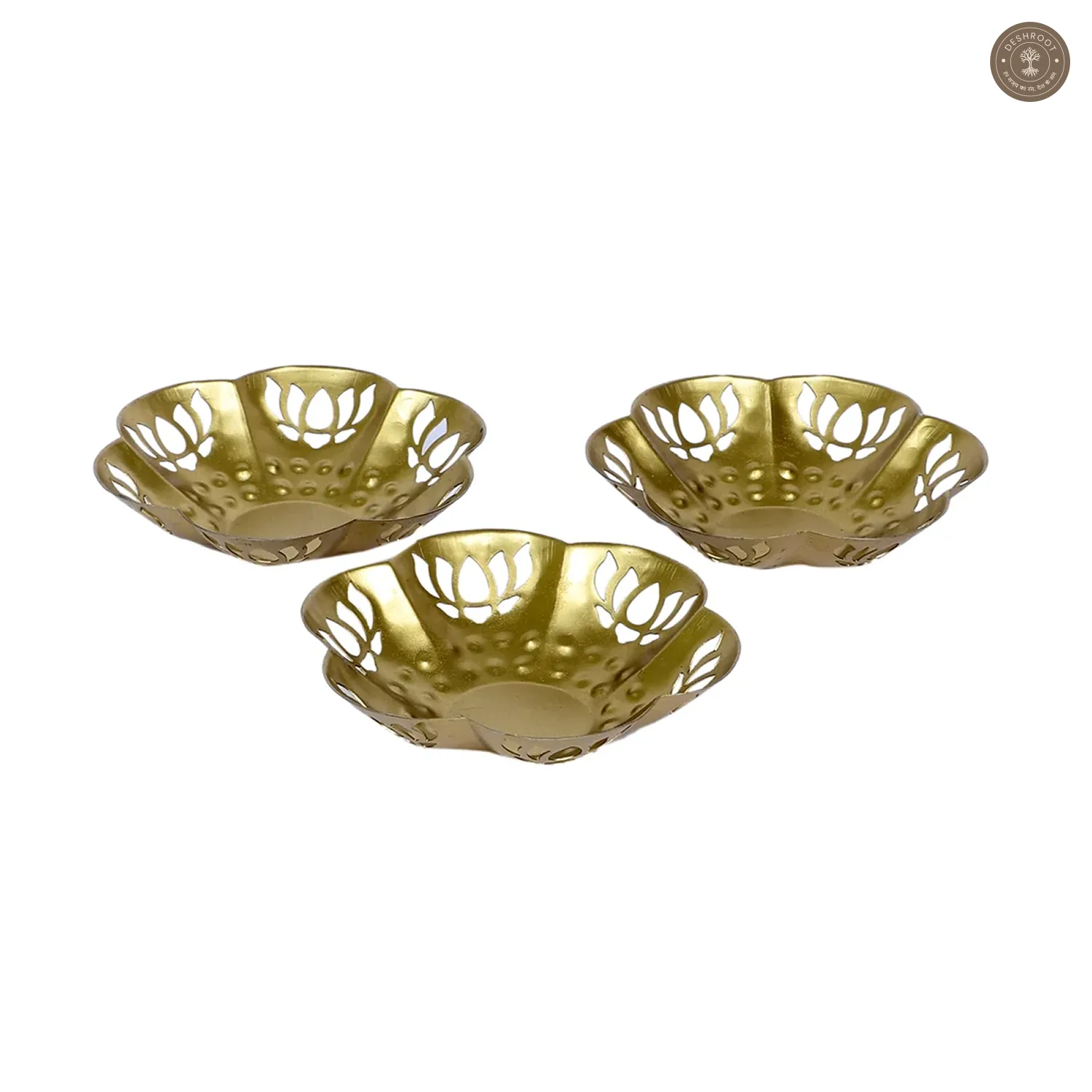 Flower Lotus Cut Tealight Holder Set of 3