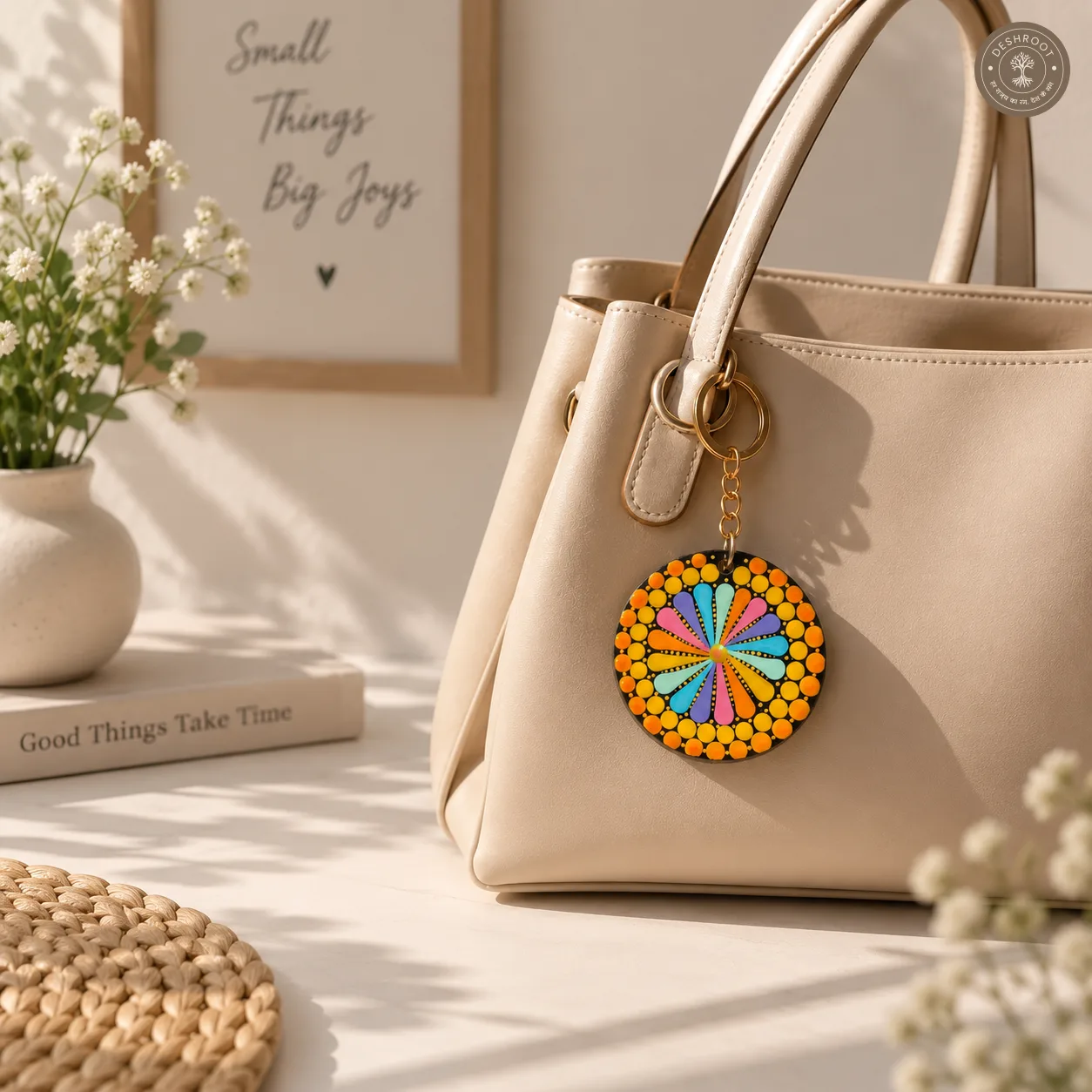 Carnival Bloom Hand-Painted Resin Mandala Keychain