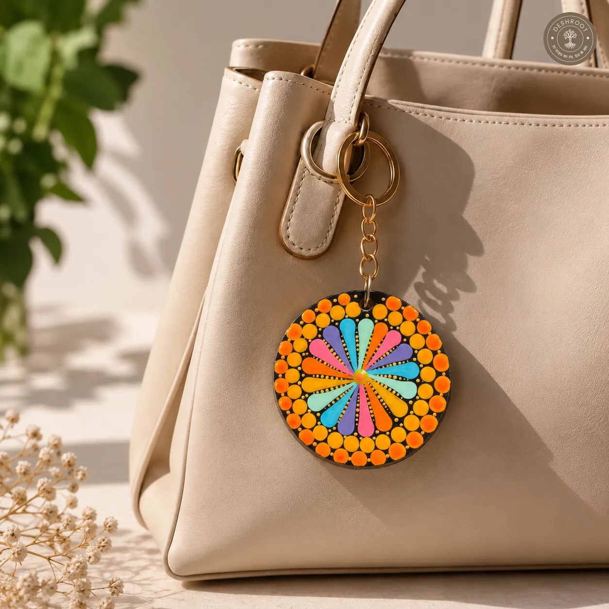 Carnival Bloom Hand-Painted Resin Mandala Keychain