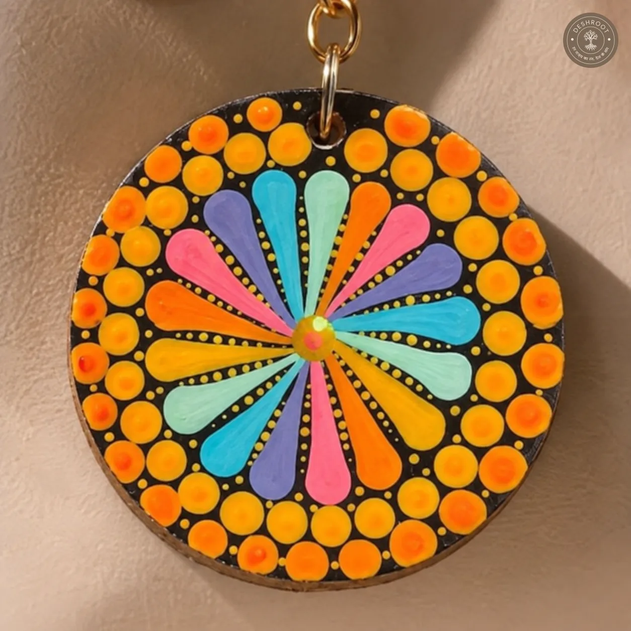 Carnival Bloom Hand-Painted Resin Mandala Keychain