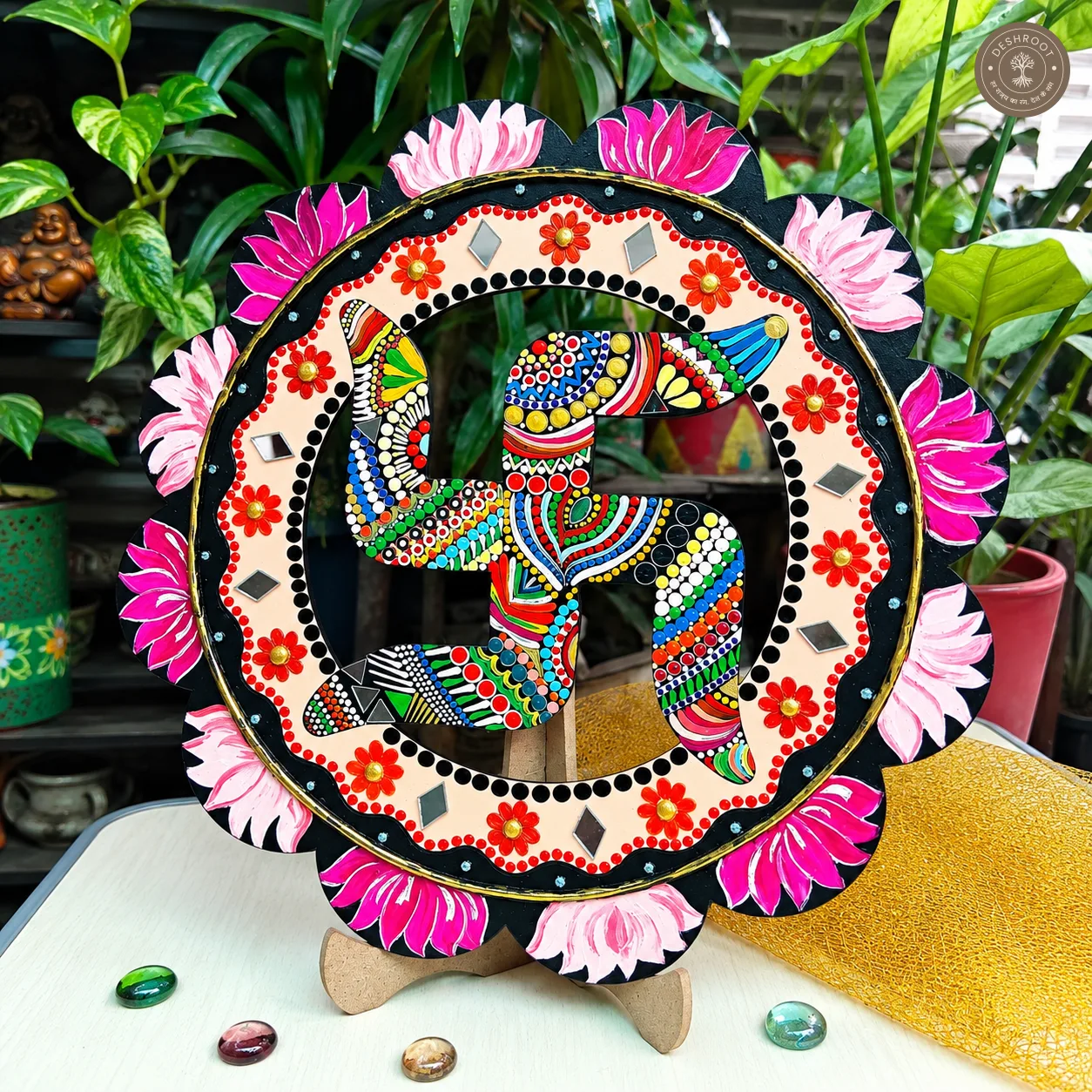 Swastik Dot Mandala 12 inch wall hanging