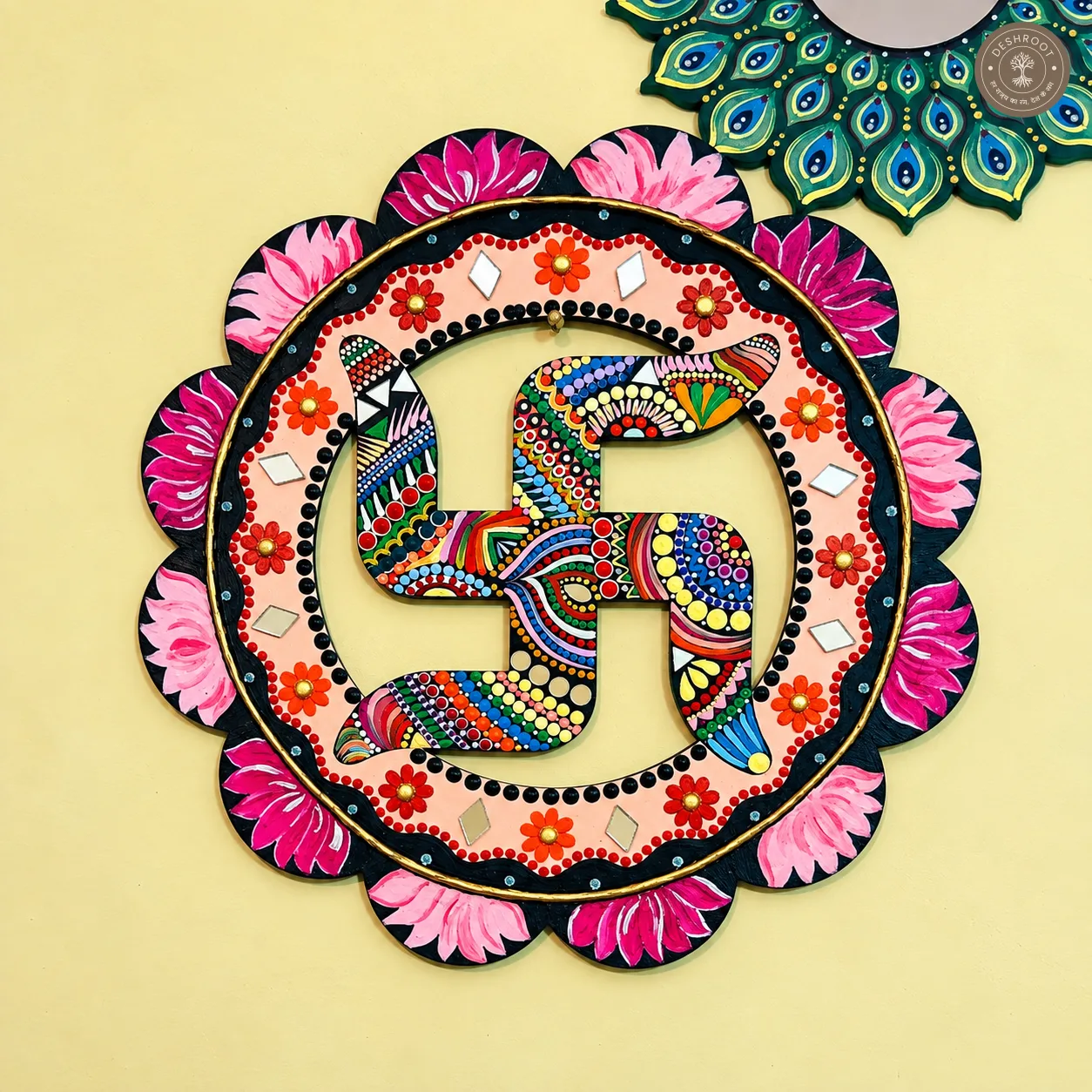 Swastik Dot Mandala 12 inch wall hanging