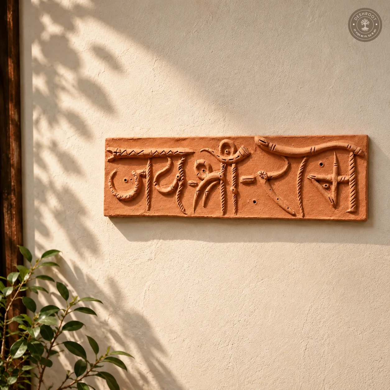 Handcrafted Terracotta Sanskrit Wall Plaque – Traditional Rajasthani Art