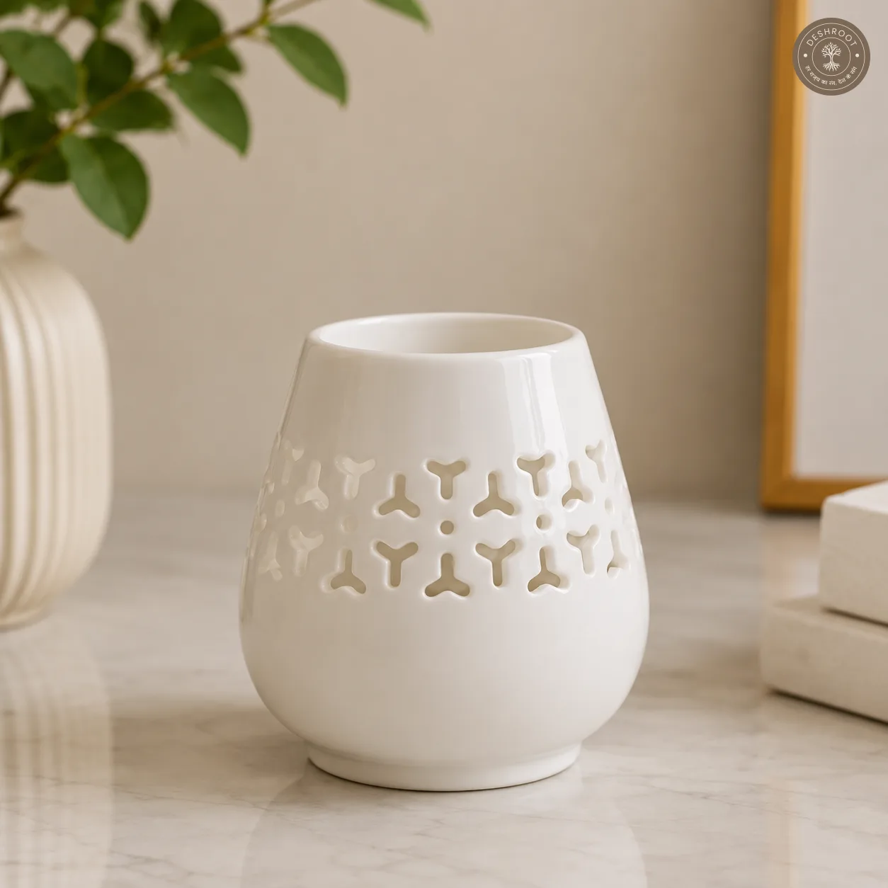 Handcrafted Pure Agra White Marble Jali Tealight Candle Holder