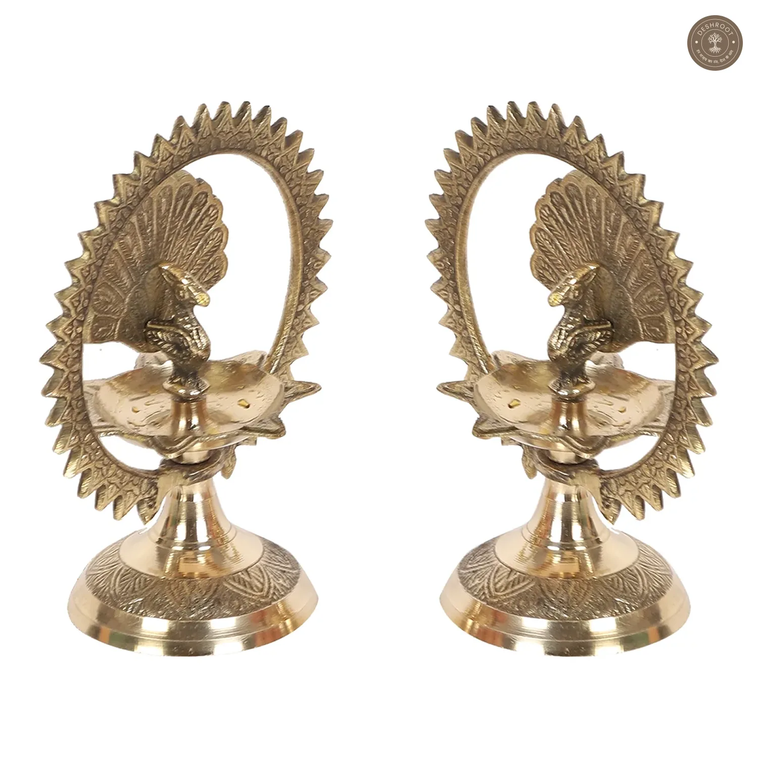 Peacock Brass Kerela Deepak Set of 2