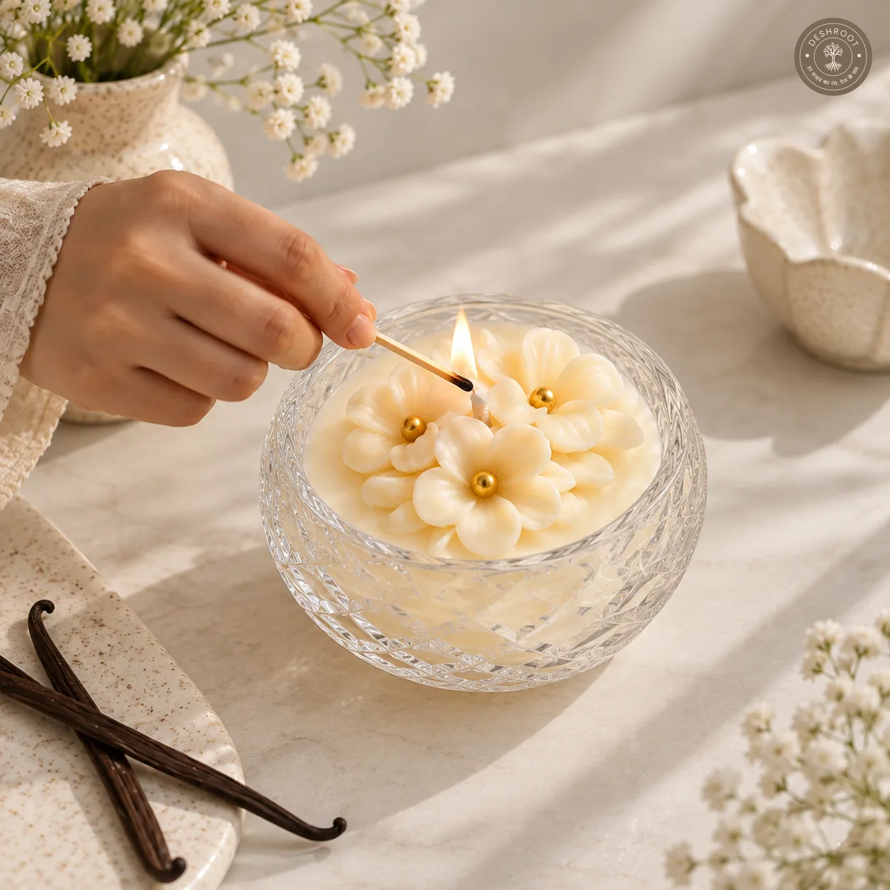 Hill Pour Vanilla Bloom Soy Wax Glass Bowl Candle