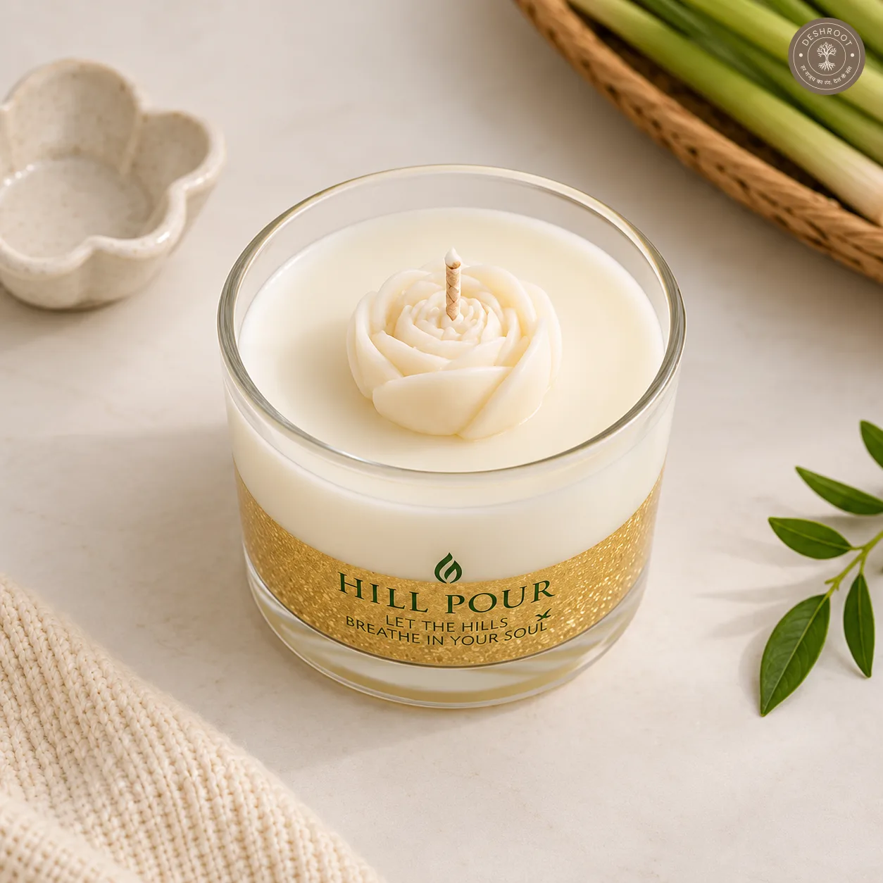 Hill Pour Rose Charm Lemongrass Soy & Gel Wax Candle
