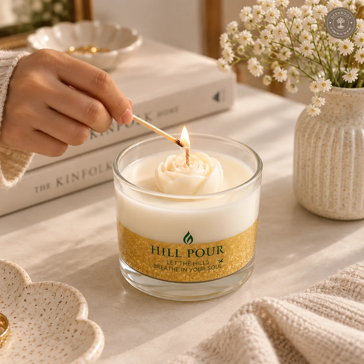 Hill Pour Rose Charm Lemongrass Soy & Gel Wax Candle