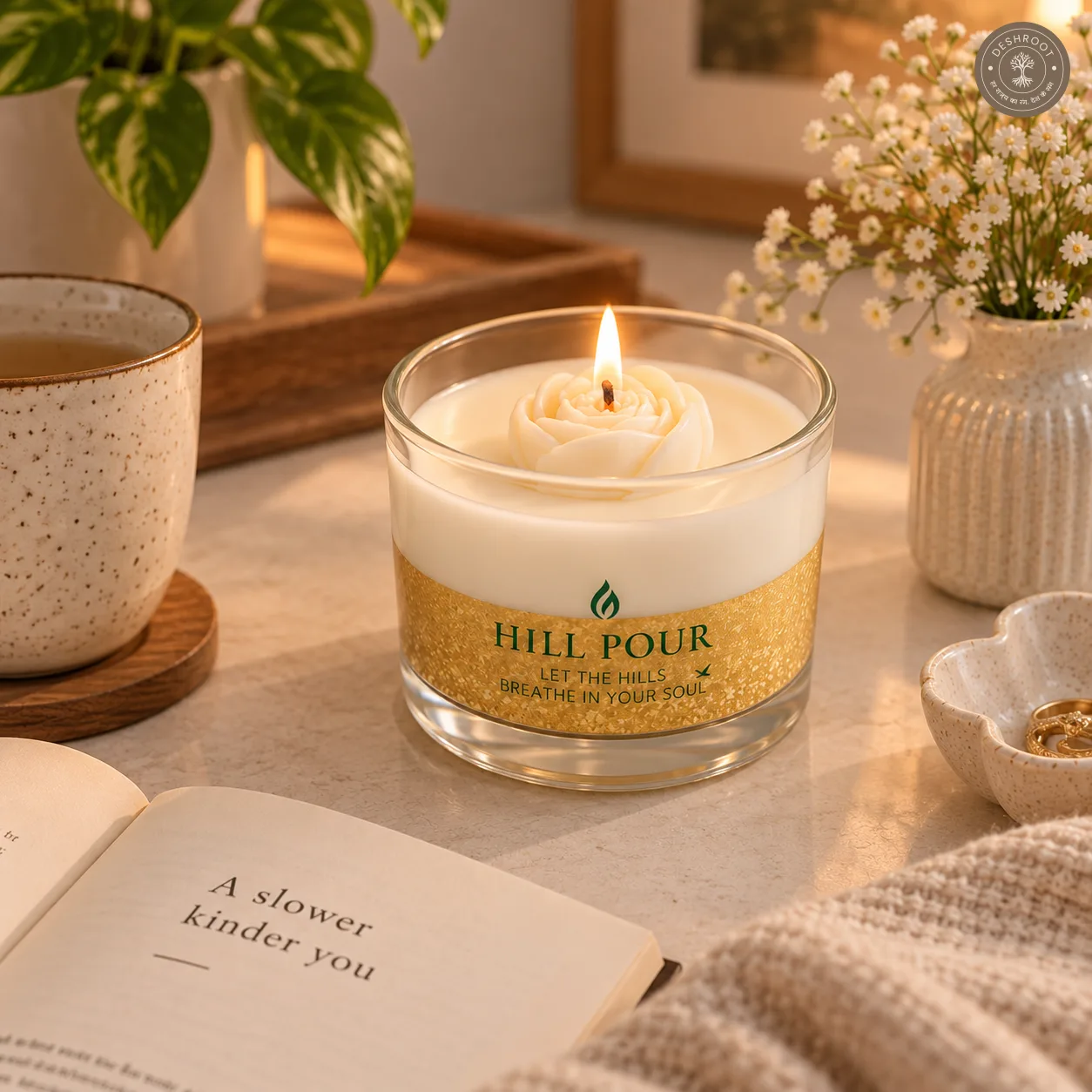Hill Pour Rose Charm Lemongrass Soy & Gel Wax Candle