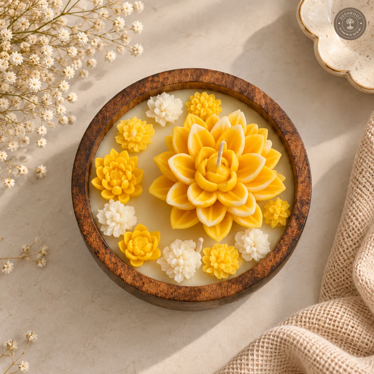 Hill Pour Sunlit Bloom Ylang Ylang Soy Wax Wooden Bowl Candle