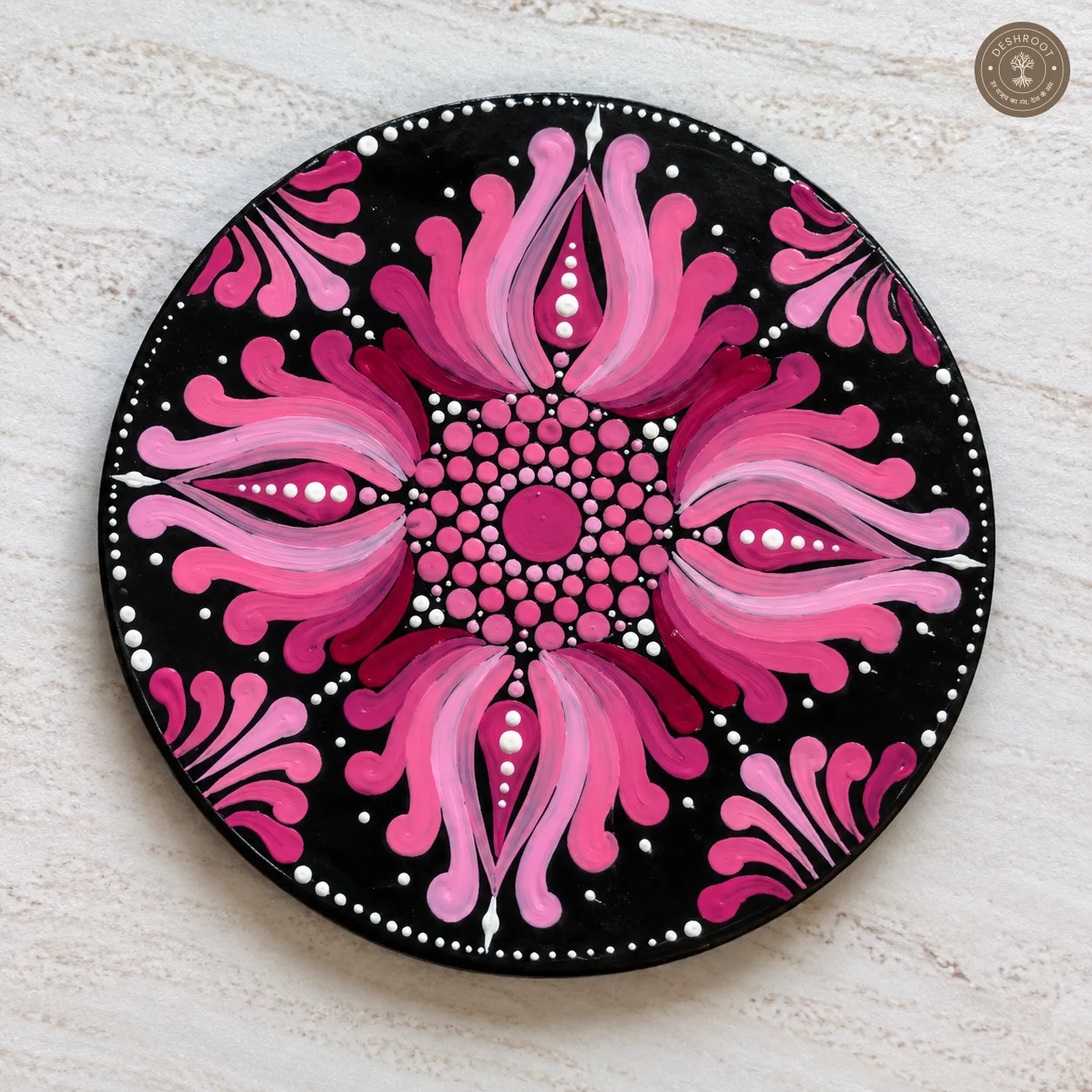 Rose Bloom Hand-Painted Mandala Mug & Coaster Set