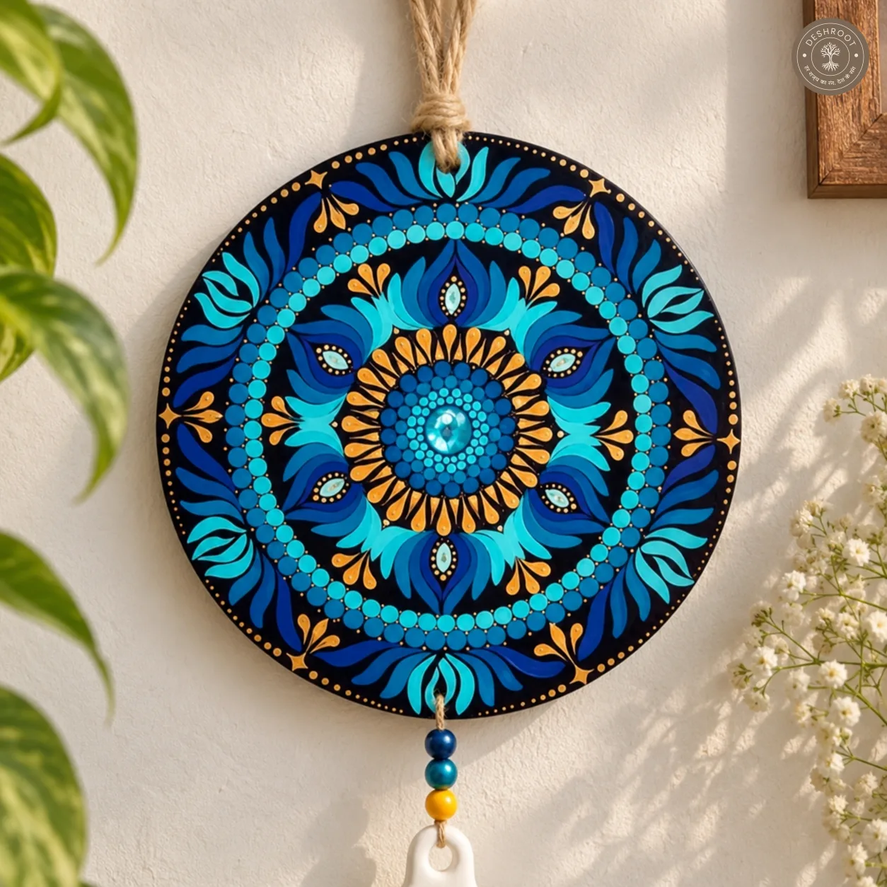 Ocean Aura Handcrafted Dot Mandala Bell Wall Hanging