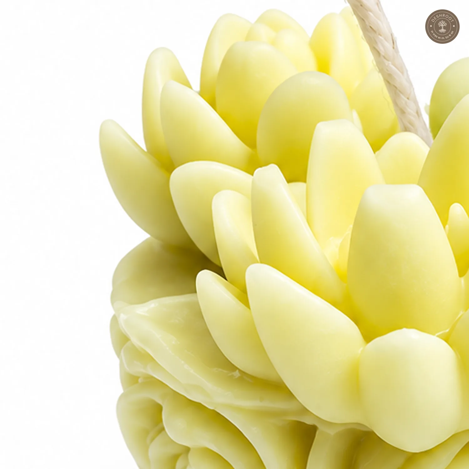 Handcrafted Lemon Floral Succulent-Style Candle with Sculpted Roses