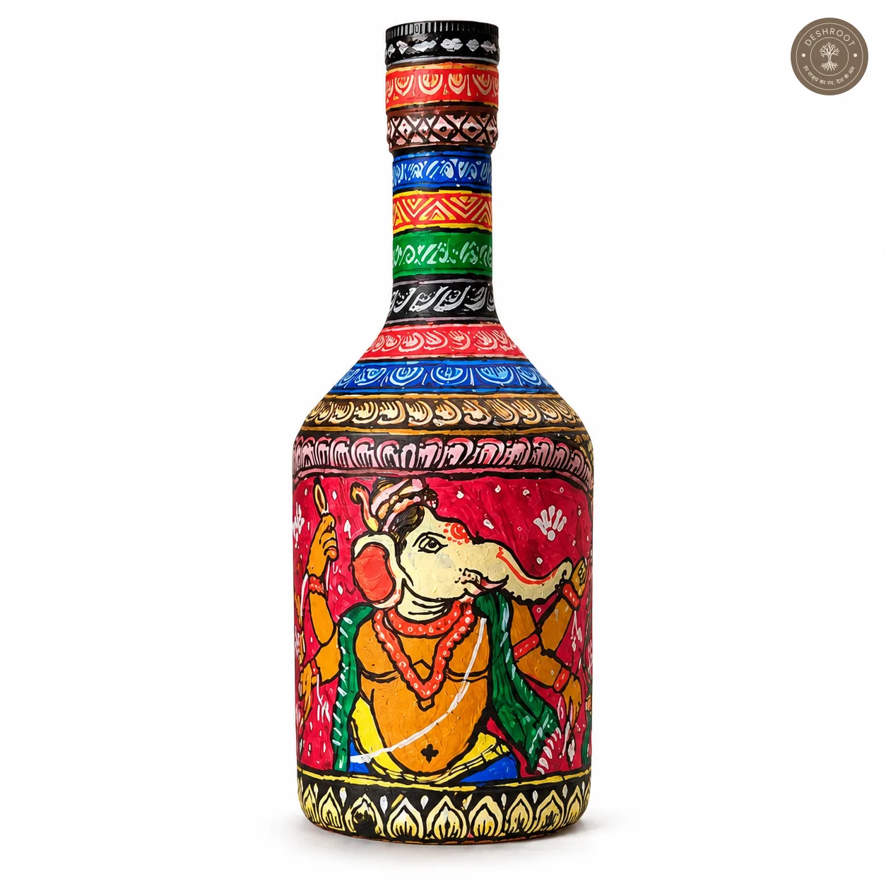 Glass bottle handmade ganesh panting