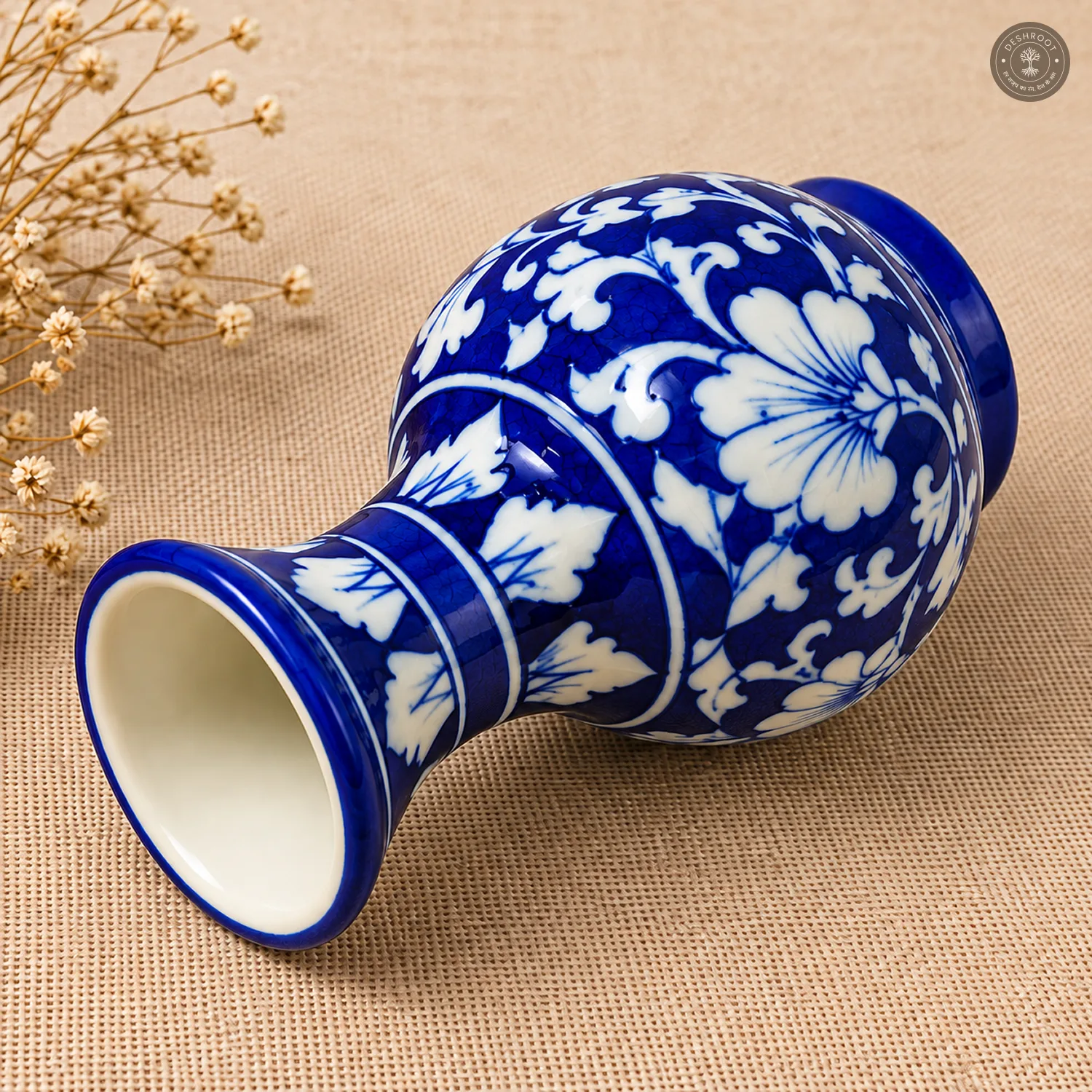 Handcrafted Jaipur Blue Pottery Ceramic Flower Vase