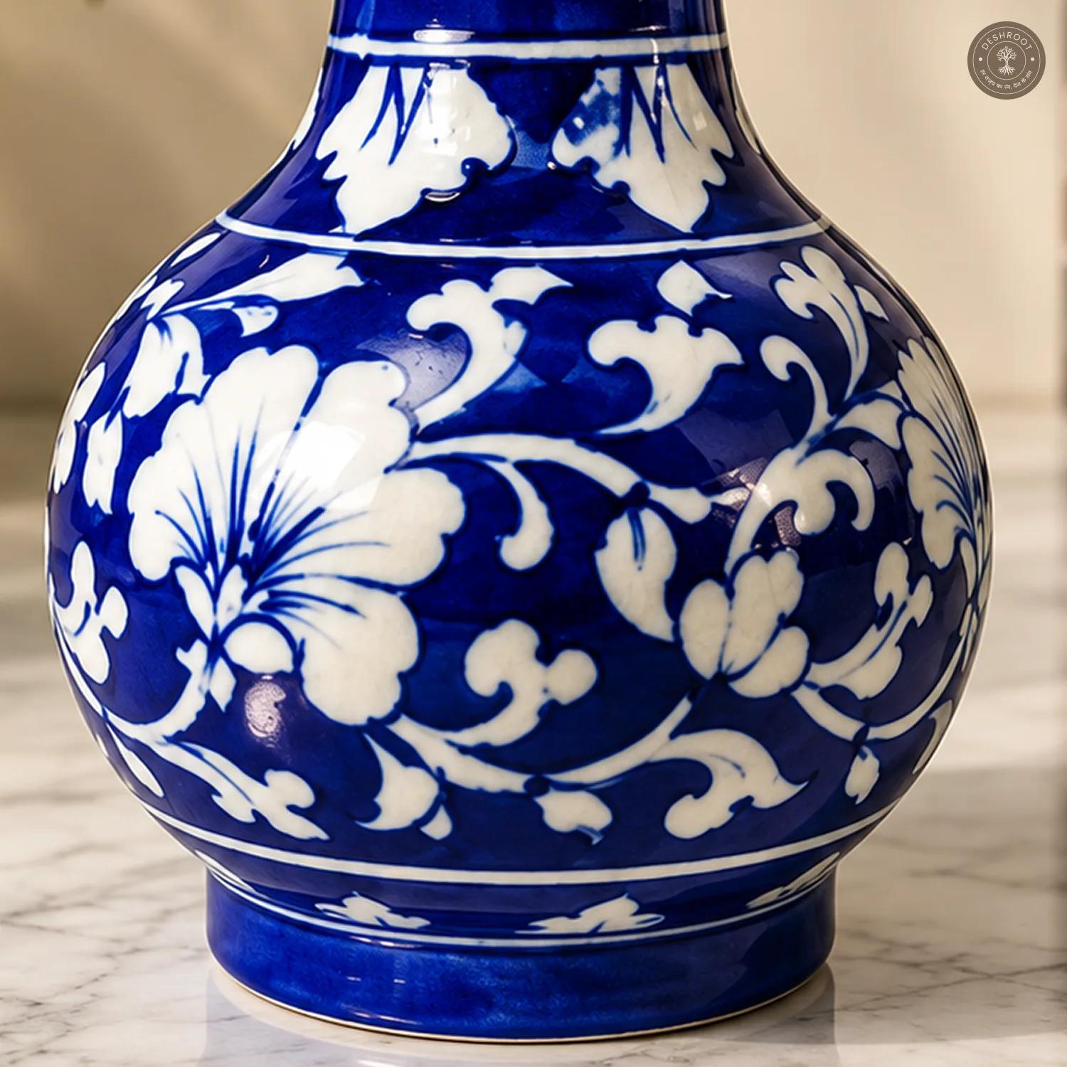 Handcrafted Jaipur Blue Pottery Ceramic Flower Vase