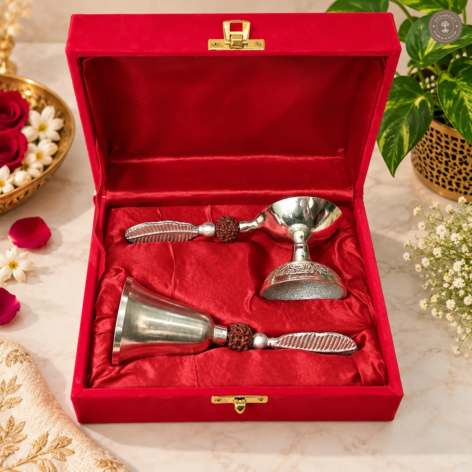 Premium Silver Plated Pooja Gift Set