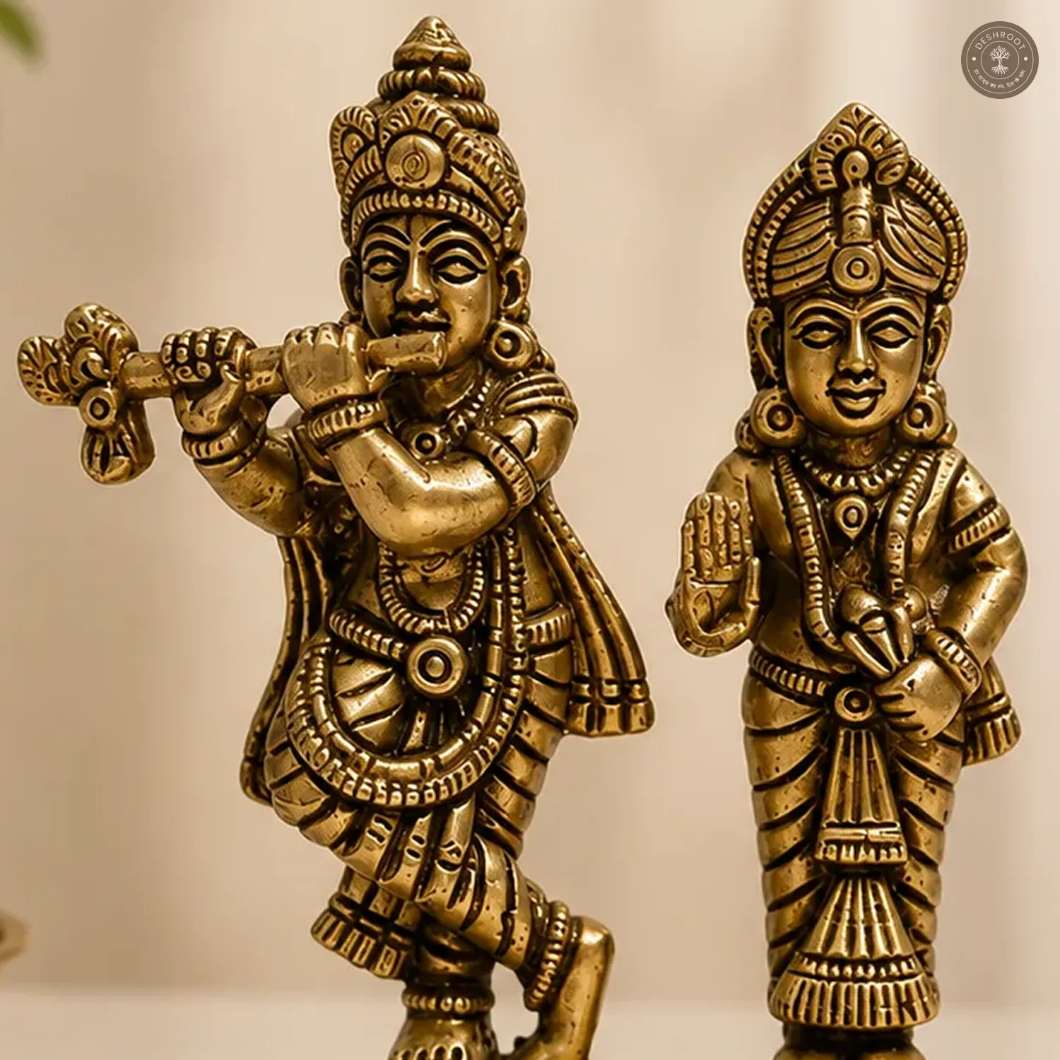 Antique Brass Radha Krishna Idol