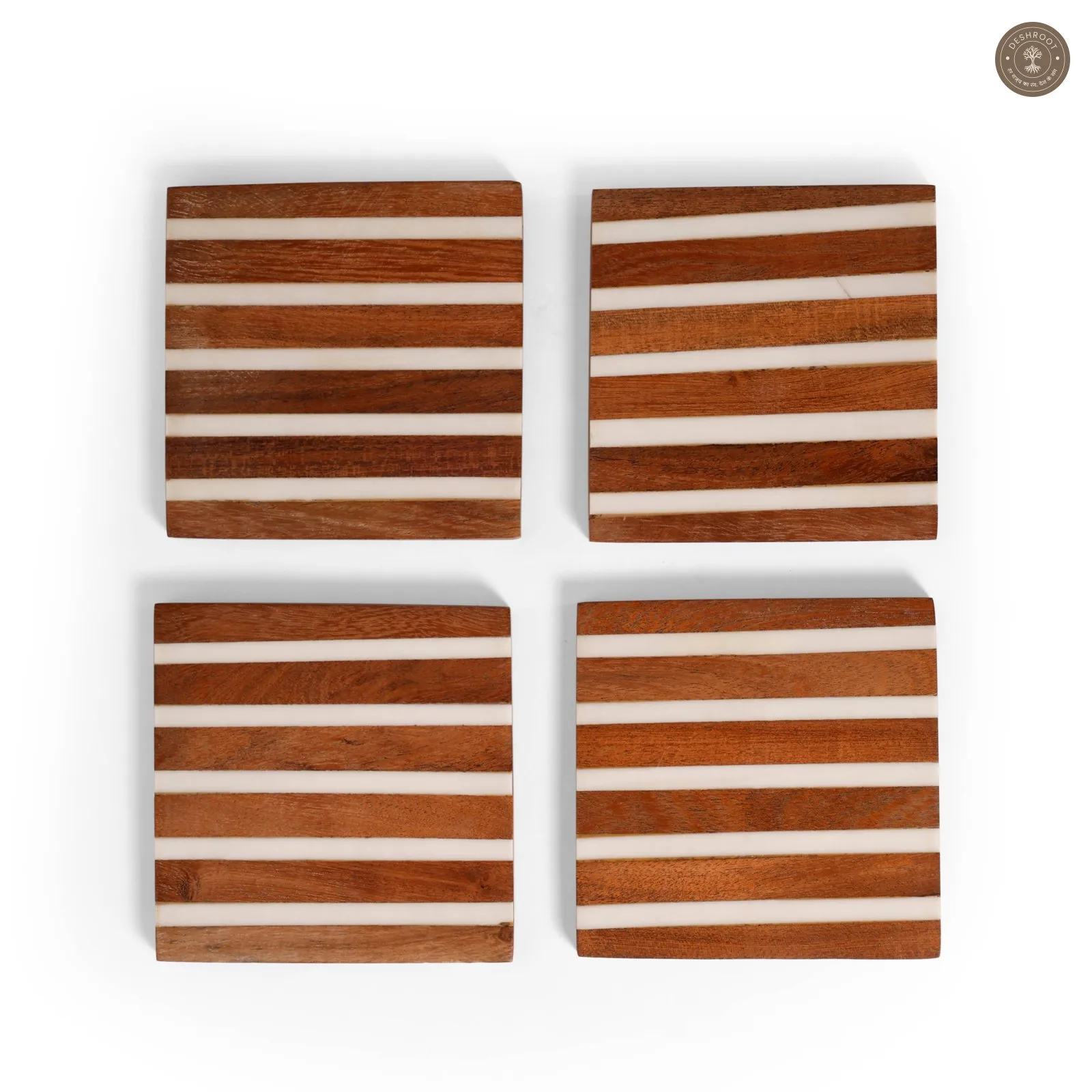 Linear Stripe Wooden & Resin Coaster