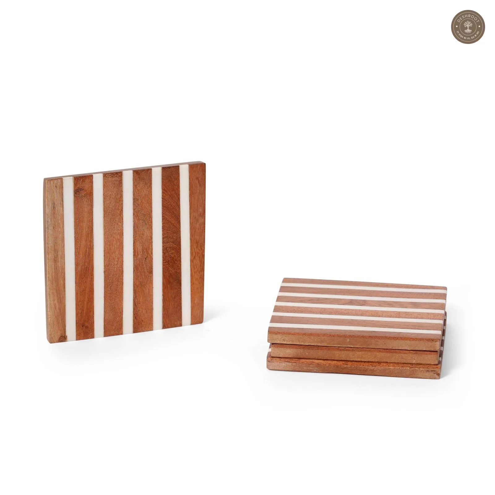 Linear Stripe Wooden & Resin Coaster