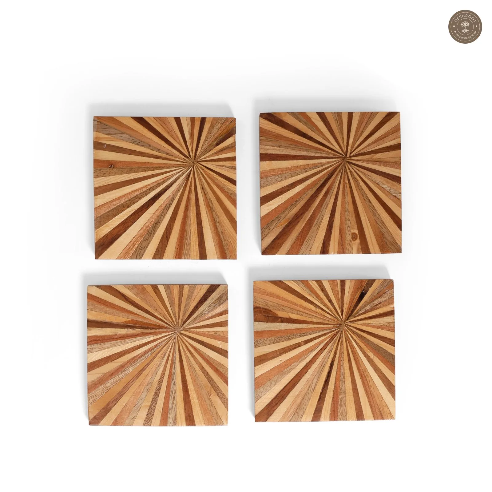 Sunburst Inlay Wooden MDF Coaster