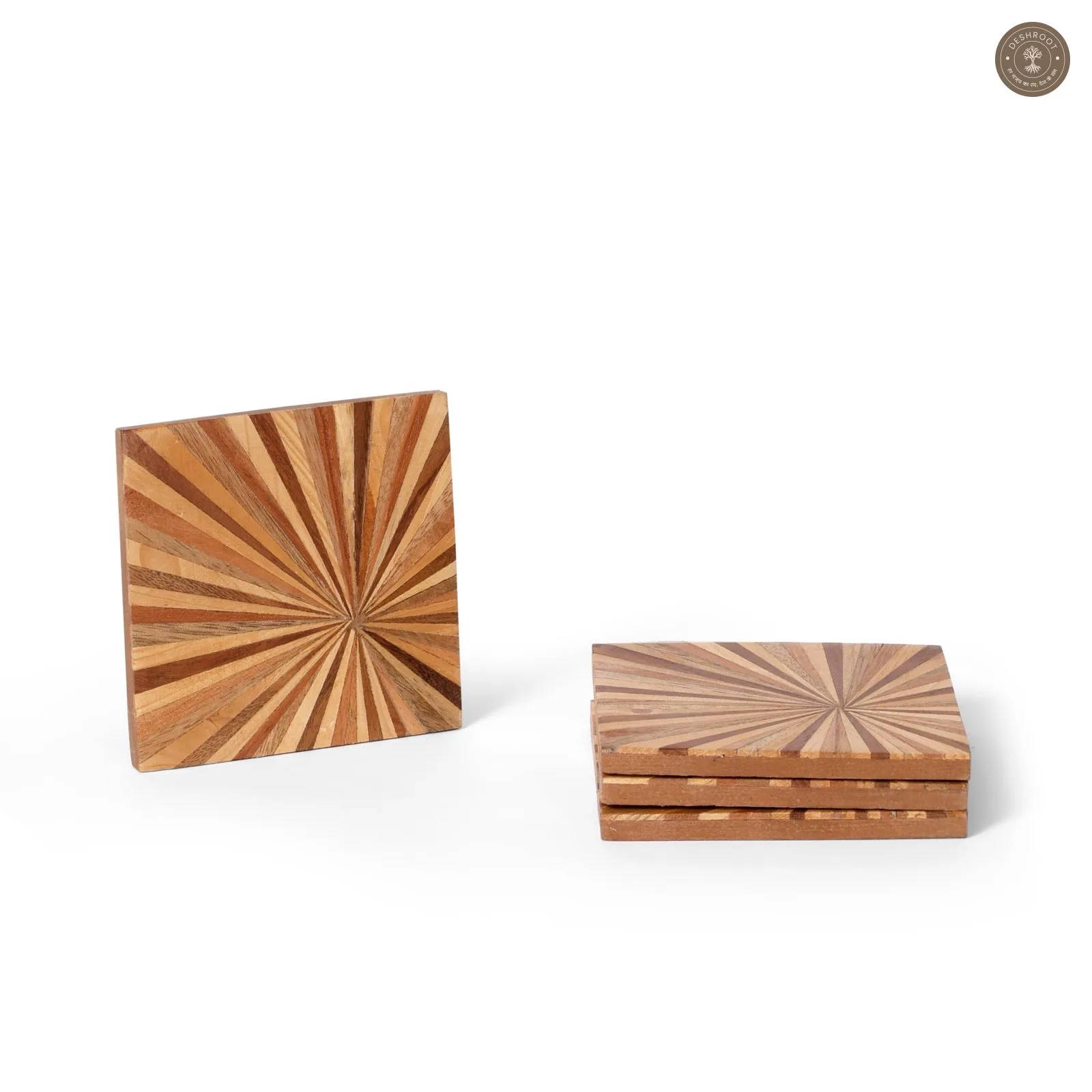 Sunburst Inlay Wooden MDF Coaster