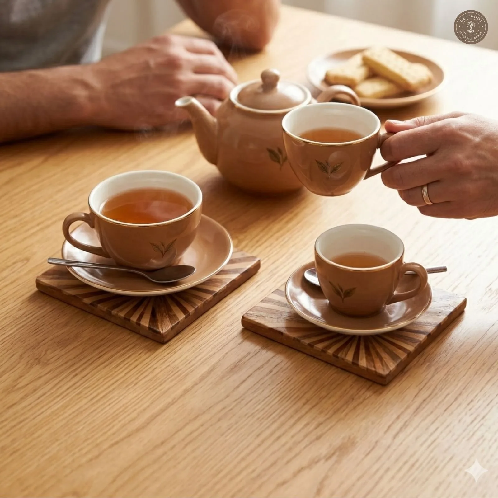 Sunburst Inlay Wooden MDF Coaster