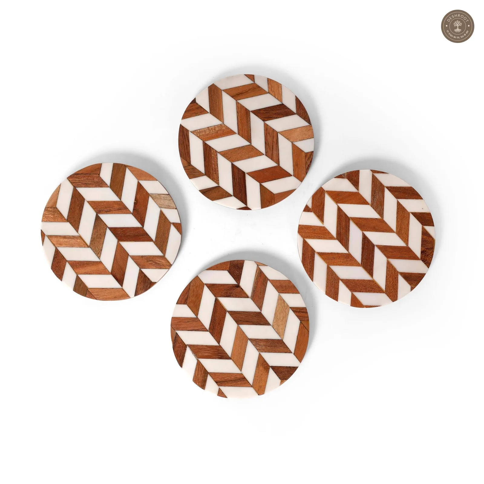 Wooden & Resin Geometric Coasters Handcrafted MDF Coasters