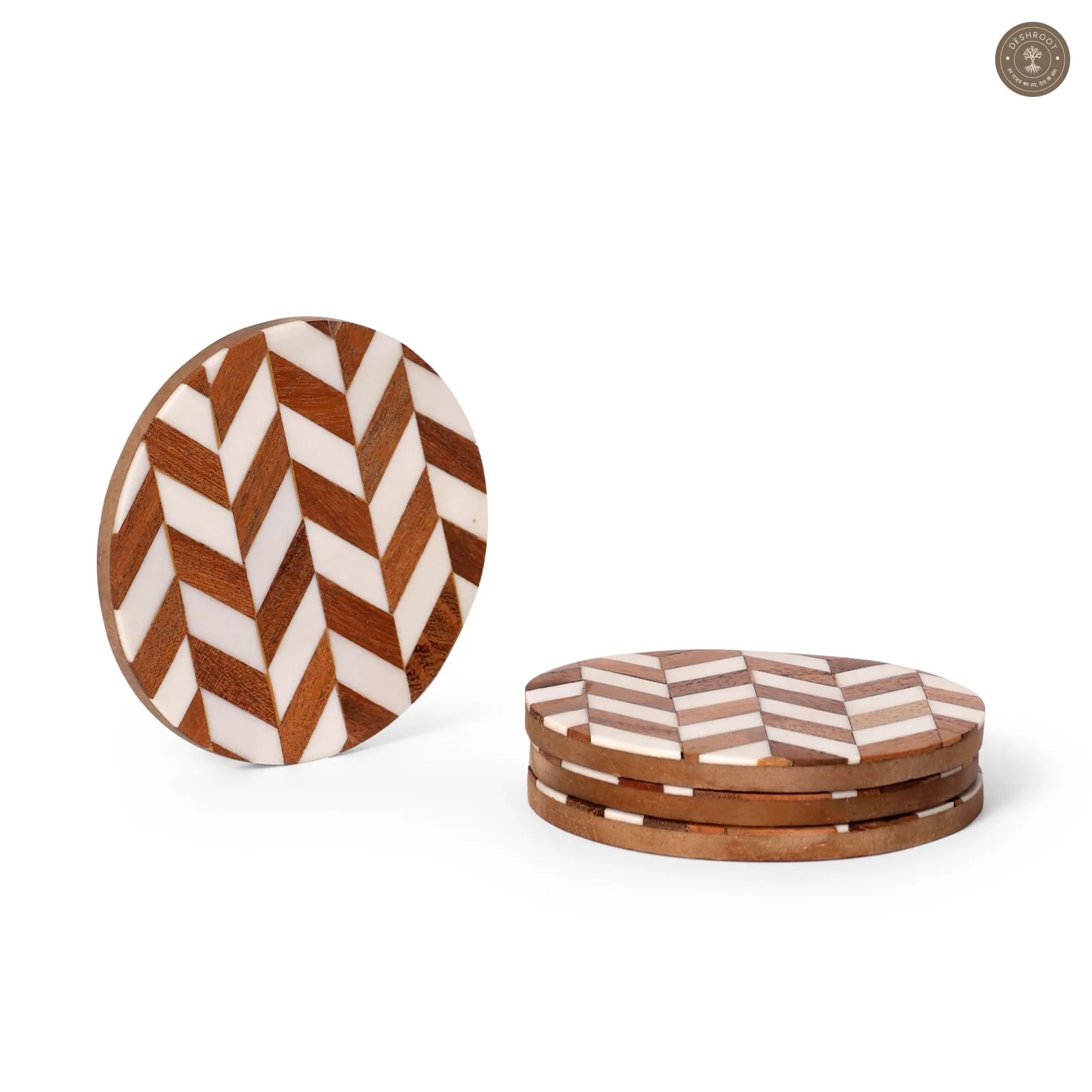 Wooden & Resin Geometric Coasters Handcrafted MDF Coasters