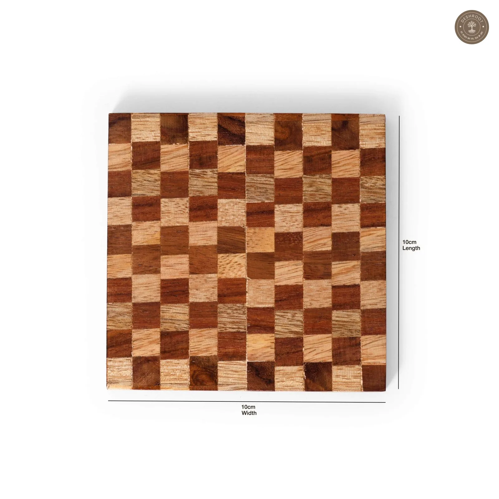 Wooden Mosaic Coaster Set Handcrafted MDF & Wood