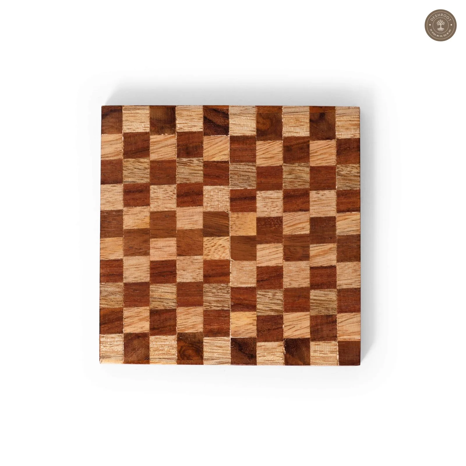 Wooden Mosaic Coaster Set Handcrafted MDF & Wood
