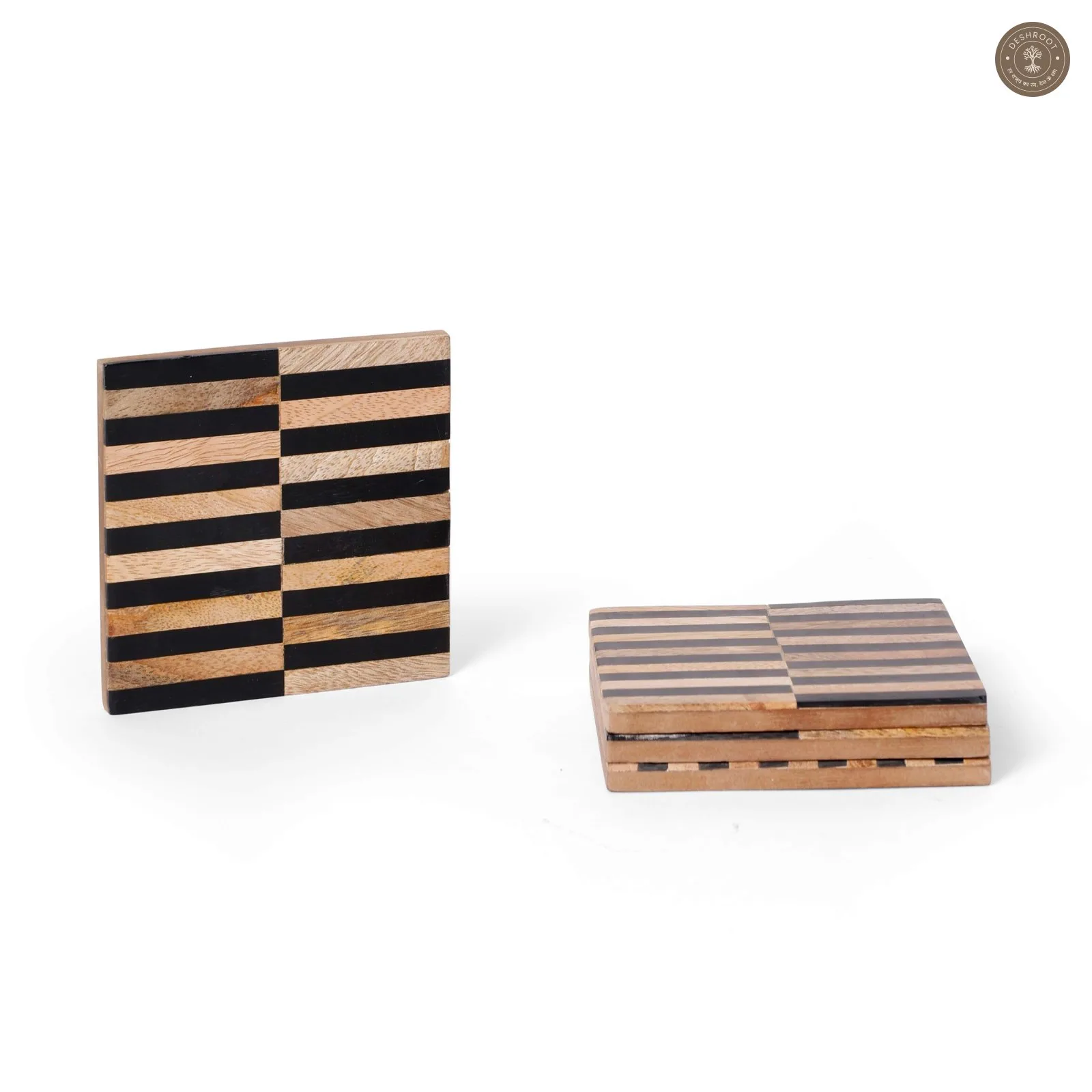 Striped Resin Inlay Wooden Coaster
