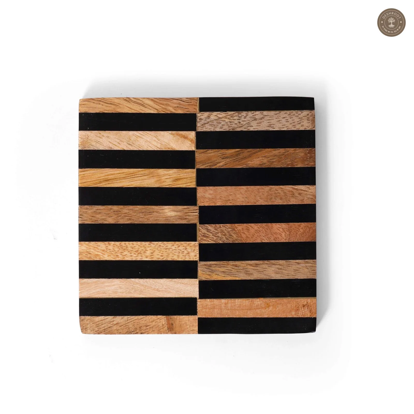 Striped Resin Inlay Wooden Coaster