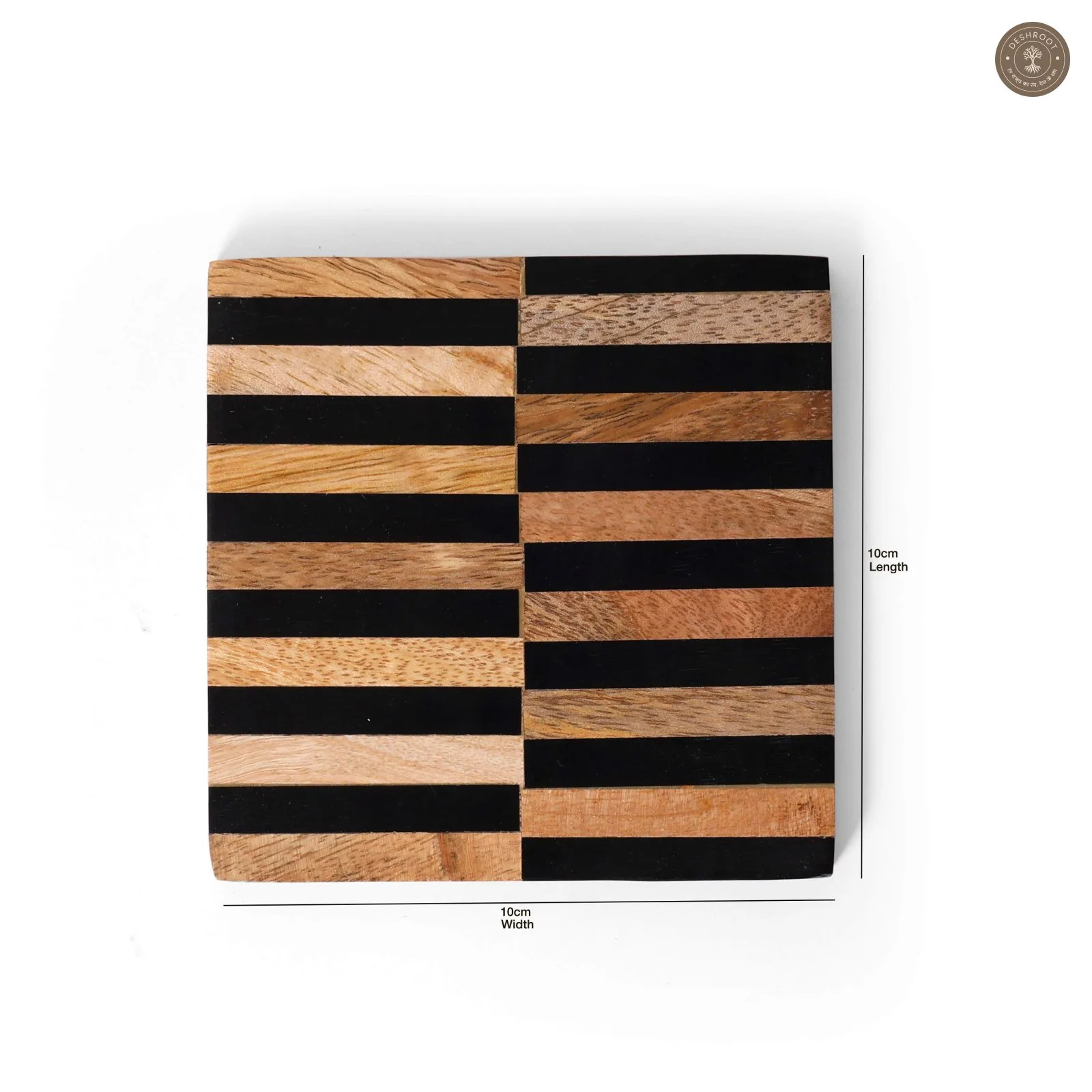 Striped Resin Inlay Wooden Coaster
