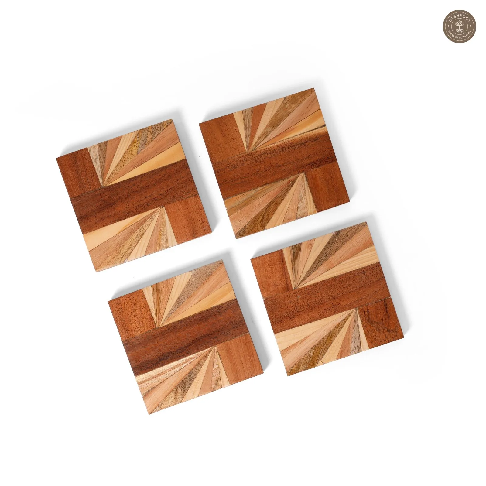 Dual Sunray Inlay Wooden MDF Coaster