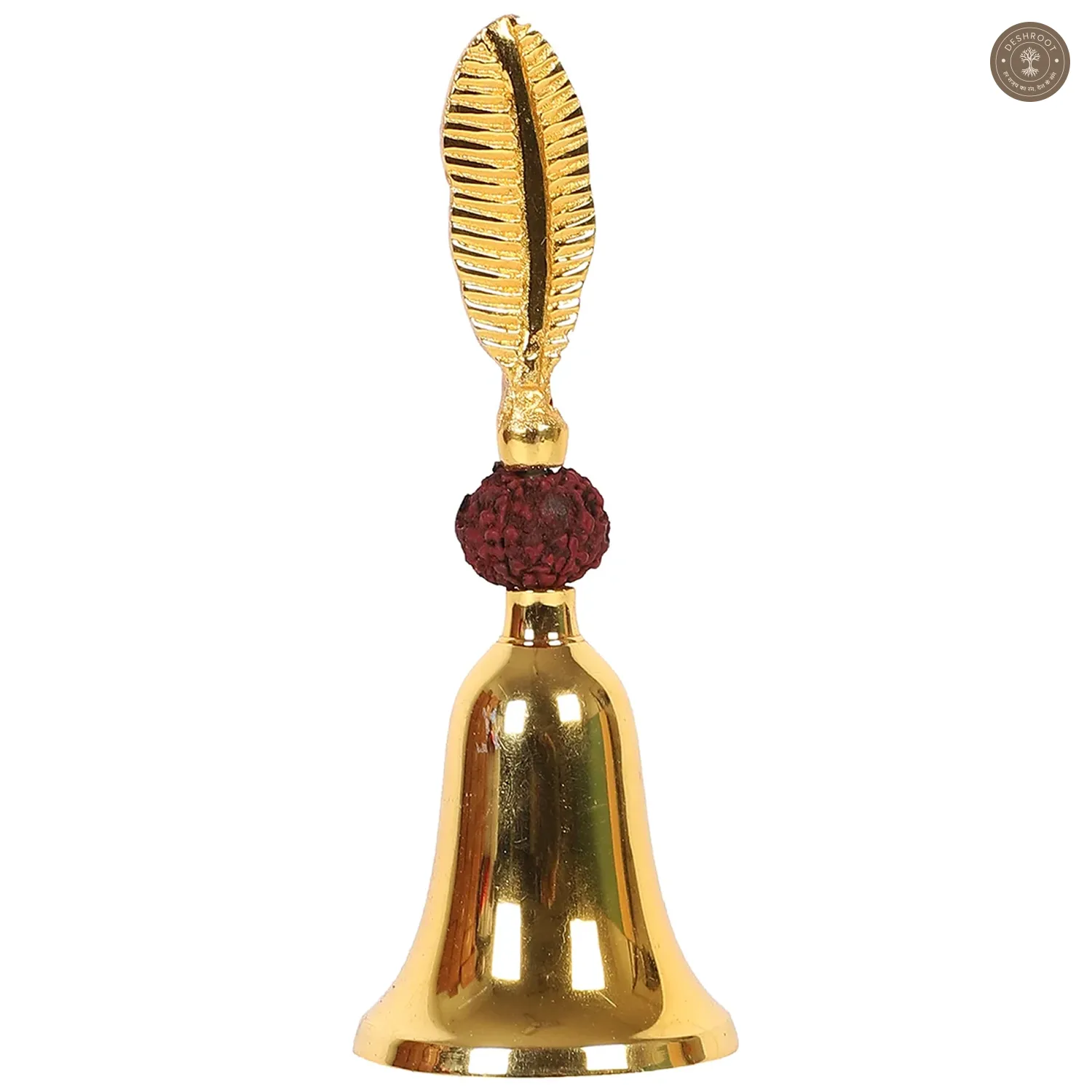 Rudraksh Gold Brass Bell With Velvet Box