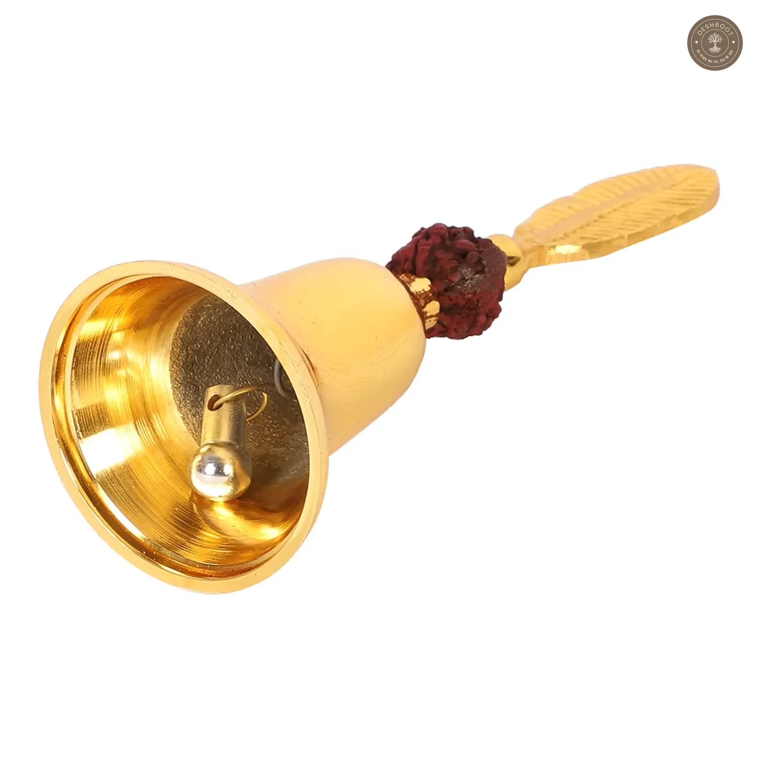 Rudraksh Gold Brass Bell With Velvet Box