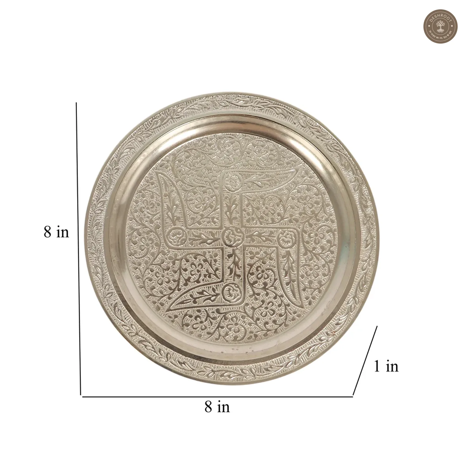 Silver aluminium Pooja thali Set of 5 with velvet box